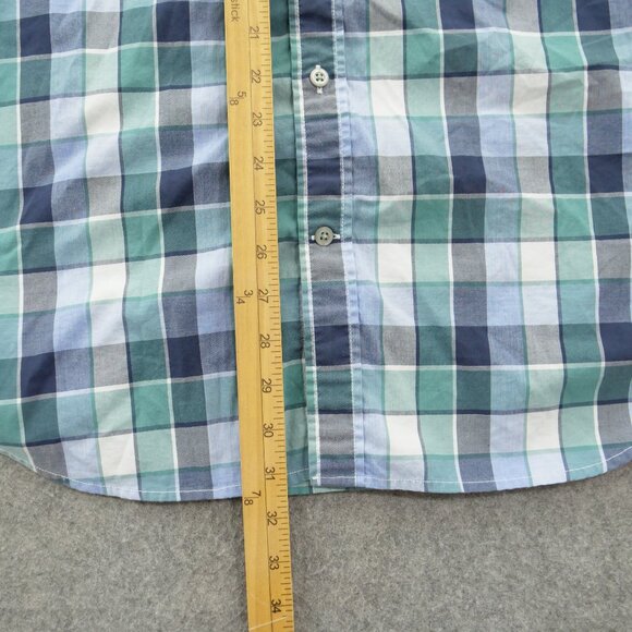 Banana Republic Shirt Mens Large Green Blue Button Up Plaid Slim Custom - Picture 9 of 14